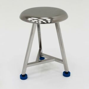 Cleanroom Stool; ISO 4, 304 or 316 Stainless Steel, 20" Seat Height, 3-Leg with Glides, BioSafe®