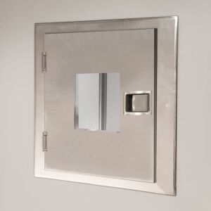 Pass-Through; CleanMount® CleanSeam™ Fire-Rated, Viewing Window, 18" W x 18" D x 18" H ID, Flush Wall Mount, 304 or 316 SS