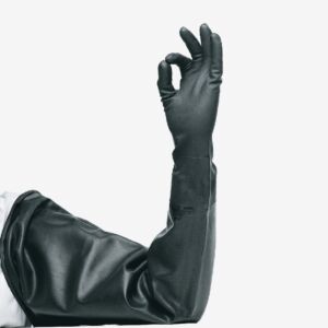 ISO 5 Glovebox Gloves; One Piece Full Dipped, Butyl, Size 8, 15 mil, 8" dia. Port