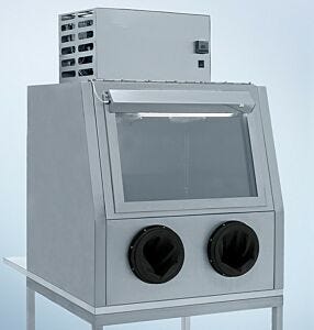 Glove Box; Insulated, 304 Stainless Steel, 37" W x 37" D x 37" H, 2 Glove Ports, Partial Tilt-Up Window, 120 V