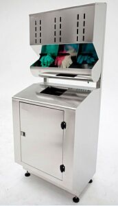 Dispenser; Glove, w/ Waste Base, 304 SS, 24"W x 18.5"D x 61"H, 3 Compartments