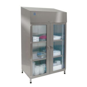 Garment Cabinet; 304 SS, SDPVC Windows, 40" W x 26.5" D x 94" H, Shelves, Reinforced Doors