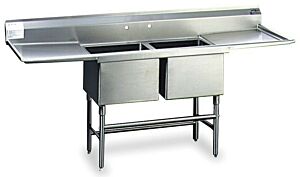Laboratory Sink; 2 Sinks, 304 Stainless Steel, 88" W x 27" D x 44.5" H, Eagle