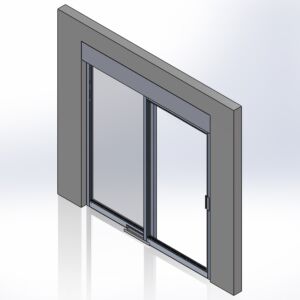 Door, Pre-Hung; Manual Left Sliding, Recessed, 36" W x 81" H, 304 Stainless Steel Frame, Tempered Glass Window, Full View