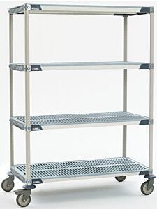 Cart; Cleanroom, Open-Grid Shelving, Polymer, Rubber Casters, 60" W x  18" D x 67" H, MetroMax i, InterMetro