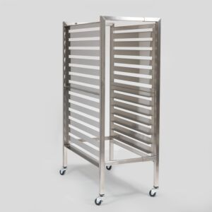 Mobile Storage Rack; Adjustable, 304 Stainless Steel, 27.5" W x 48" D x 72" H, 14 Shelves
