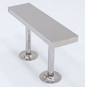 Gowning Bench; 304 Stainless Steel, Solid Top, 30" W x 9" D x 18" H, Floor-Mounted, Modular, Cylindrical Base