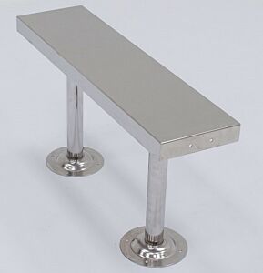 Gowning Bench; 304 Stainless Steel, Solid Top, 34" W x 9" D x 18" H, Floor-Mounted, Modular, Cylindrical Base