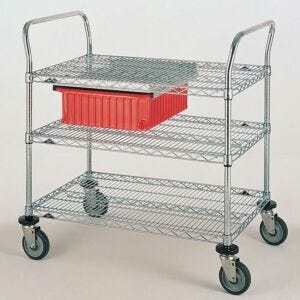 Cart; Cleanroom, Utility, Stainless Steel, 24" W x  18" D x 38" H, MW Series 700, InterMetro