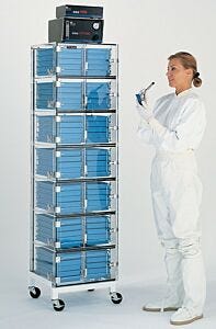 Desiccator, Kit Storage; Static-Dissipative PVC, 5 Chambers, 18.25" W x 18.5" D x 53.75" H, Kiticcator, Series 100