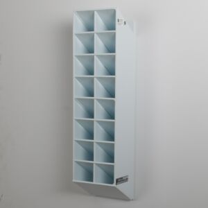 Safety Glasses Holder; ValuLine™ Polypropylene, 6.75" W x 5.45" D x 33.4" H, 16 Compartments, Wall Mount