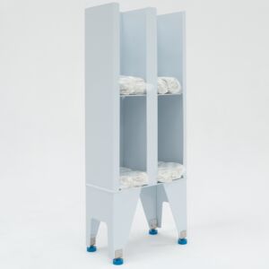 Garment Dispenser Station; 16 Compartments, Double Sided, Polypropylene, 36" W x 17.5" D x 62.25" H