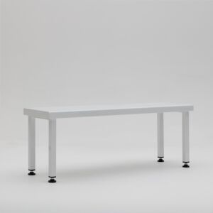Gowning Bench; Powder-Coated Steel, Solid Top, 84" W x 15.5" D x 18" H, Free Standing, Square Tube