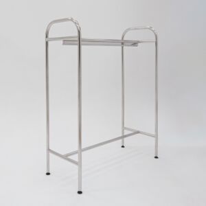 Garment Rack; Free Standing Single Rack, 304 SS, Cylindrical Tube, 60" W x 24" D x 74" H, Fixed Position, 19 Hangers