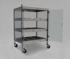 Storage Cabinet; Reticle/Photomask Storage, 304 SS, 28.5" W x 25" D x 38" H, 3 Shelves, 9 Trays