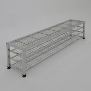Gowning Bench; 304 Stainless Steel, Rod Top, 72" W x 16" D x 18" H, Free Standing, Integrated Bootie Rack