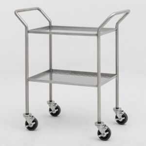 BioSafe® Ultra-Clean Cleanroom Cart, Round Tube, 56" W x 27" D x 38" H, 2 Shelves, 304 Stainless Steel