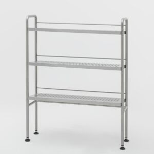 Storage Rack; Round Tube, Perforated, 304 Stainless Steel, 48" W x 12" D x 48" H, 3 Shelves