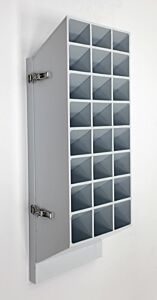 Safety Glasses Holder; BioSafe® Polypropylene, 10.875" W x 7" D x 35" H, 24 Compartments, Wall Mount