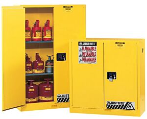 Justrite 8917008 Sure-Grip Ex Flammable Safety Cabinet; 17 gal, 43" W x 18" D x 24" H, Manual Double Door