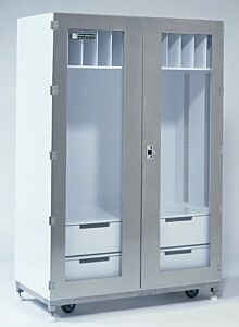 Storage Cabinet; Tool Storage, Polypropylene, 47.25" W x 24" D x 72" H, 4 Drawers, 12 Cubby Holes