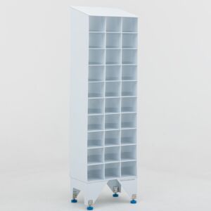 Free Standing Multifunctional Storage System, Polypropylene, 24.5" W x 15" D x 77" H, Solid Shelves, 30 Slots