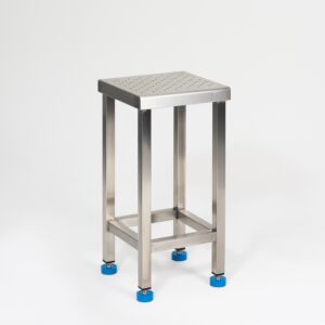 Cleanroom Stool; Square Seat, 4-Leg, 20" H, Glides, With Footrest