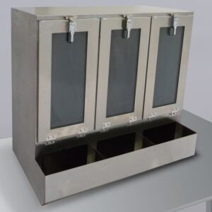 Dispenser; Apparel, 304 Stainless Steel, 36.5"W x 24"D x 36"H, 3 Compartments, Benchtop