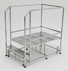 Mobile Work Platform; 4 Steps, 304 or 316 Stainless Steel, 36" W x 70.5" D x 77" H, 70.5" Deep, BioSafe®,  300 lbs Capacity