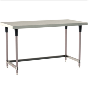 Mobile-Ready 304 Stainless Steel TableWorx Work Table, Metroseal Legs, Polymer Leg Mounts, 3-Sided Frame, 24"x24", Metro, TWM2424SU-304-K