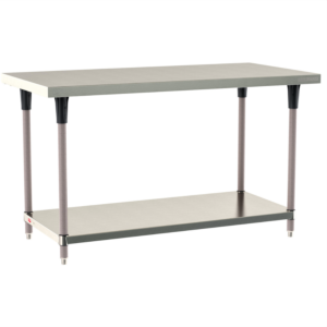Mobile-Ready 304 Stainless Steel TableWorx Work Table, Metroseal Legs, Polymer Leg Mounts, Under Shelf ,24"x24", Metro, TWM2424FS-304-K