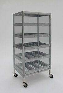 Storage Cabinet; Reticle/Photomask Storage, 304 SS, 28.5" W x 25" D x 62" H, 6 Shelves, 18 Trays