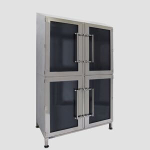 Storage Cabinet; High Security, 304 SS, 47" W x 26" D x 82" H, 4 Doors, SDPVC Windows