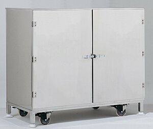 Storage Cabinet; High Security, 304 SS, 47" W x 26" D x 47.5" H, 2 Doors, SDPVC Windows