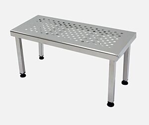 Gowning Bench; 304 Stainless Steel, Perforated Top, 72" W x 15.5" D x 18" H, Free Standing, Square Tube
