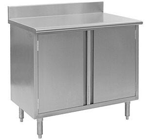 Stainless Steel Table with Backsplash; 60" W x 30" D x 34.5" H, Hinged Door, ISO 6