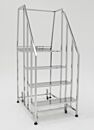 Mobile Step Ladder; Diamond Plated, Non-Continuous Welded, 4 Steps, 304 or 316 Stainless Steel, 30