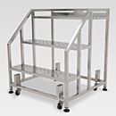 Mobile Step Ladder; Diamond Plated, Non-Continuous Welded, 3 Steps,  304 or 316 Stainless Steel, 30