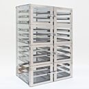 Desiccator; Static-Safe, Double Wide, Static-Dissipative PVC, 8 Chambers,  35.5