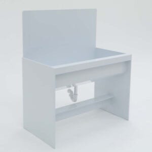 Acid resistant ValuLine® polypropylene wet cleaning station; 48"W x 24"D x 46"H with angled sink basin | 7019-48 displayed