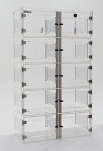 ValuLine® acrylic desiccator cabinet, 10 chambers with adjustable shelving | 3949-37C displayed
