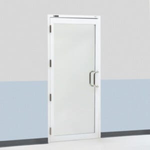 Powder-coated aluminum, pre-hung cleanroom lab door | 6710-78-R-PC displayed