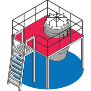 90° Stainless Steel Access Ladder for Process Equipment and Storage Vessels
