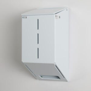 Polypropylene glove dispenser with 1 compartment, wall mount capability and no catch basin, 8" W x 8" D x 17" H | 4952-70A displayed