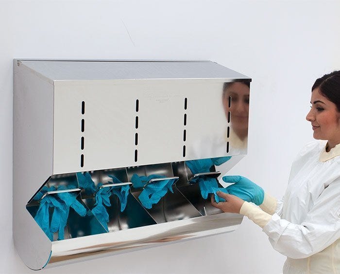 BioSafe Glove Dispensers Stainless Steel 4 Compartment