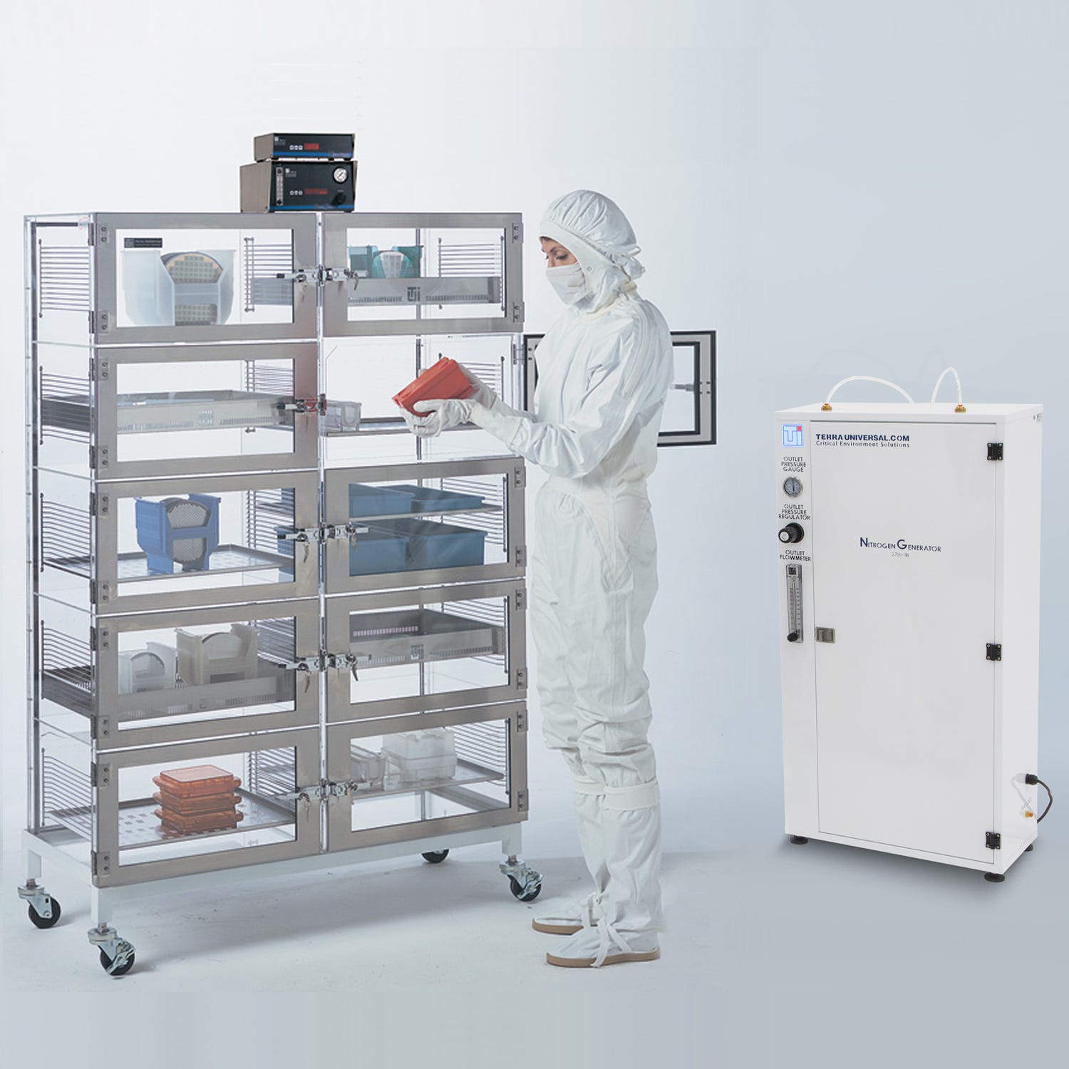 plastic desiccator cabinet with 10 chambers and automatic humidity control system